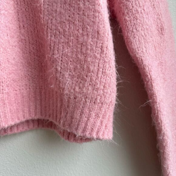 Free People Bradley Textured Cropped Pullover Sweater Bubblegum Pink Size Small - Picture 4 of 8